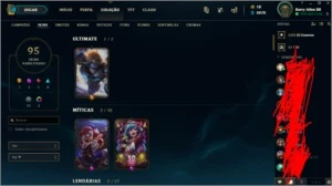 Conta no Lol nvl 119 com 95 skins e 122 champions - League of Legends