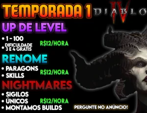 Diablo 4 - TEMPORADA | LEVELING | RENOME | BUILDS E ÚNICOS