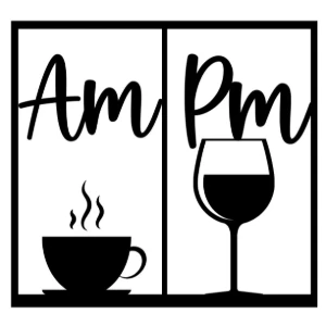Kit 2 Quadros AM Café e PM Vinho em MDF Preto - Artesanato e Personalizados
