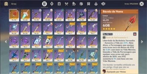 Conta Hutao  Ar50 Mais Staff Homa   5 T5 e 2 Arma t5 - Genshin Impact
