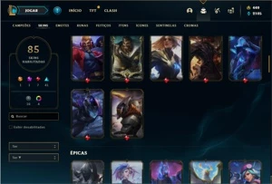 Conta ouro 4 com 96 Champs e 85 Skins + 1 Prestigio - League of Legends LOL