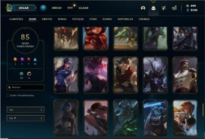 Conta ouro 4 com 96 Champs e 85 Skins + 1 Prestigio - League of Legends LOL