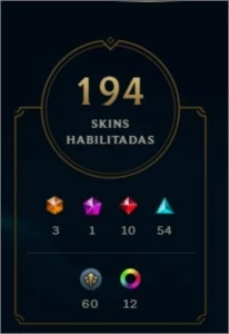 conta league of legends, diamante 2, 194 skin barato LOL