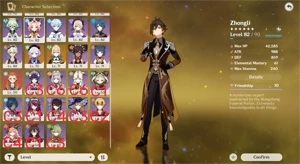 Genshin Impact AR60 Yae Miko Itto C1 Zhongli e outros 5*