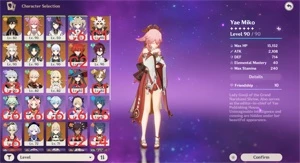 Genshin Impact AR60 Yae Miko Itto C1 Zhongli e outros 5*
