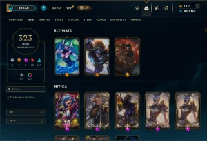 Diamante 4 com TODOS os champs e 323 Skins + 6 Prestigios - League of Legends LOL