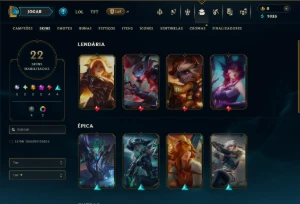 Unranked com 60 Champs e 22 Skins - League of Legends LOL