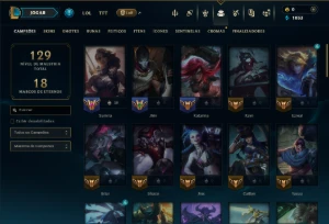 Unranked com 60 Champs e 22 Skins - League of Legends LOL