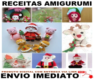 20 Receitas Amigurumi de Enfeites de Natal - Português - Artes e Templates Artes Canva