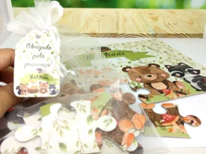 Quebra-cabeça Bosque com Saquinho de Organza - Artesanato e Personalizados