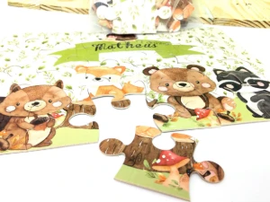 Quebra-cabeça Bosque com Saquinho de Organza - Artesanato e Personalizados