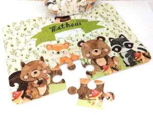 Quebra-cabeça Bosque com Saquinho de Organza - Artesanato e Personalizados