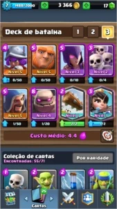 Conta Clash Royale LV 7 com 3 lendárias.