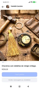 Chaveiro Relógio Vintage Artesanal • Resina Exclusiva • - Artesanato e Personalizados