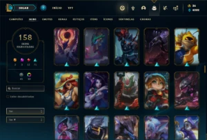 Conta ouro 4 com TODOS os champs e 158 Skins + 2 Prestigio - League of Legends LOL