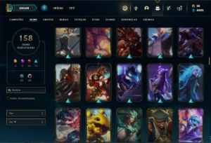 Conta ouro 4 com TODOS os champs e 158 Skins + 2 Prestigio - League of Legends LOL