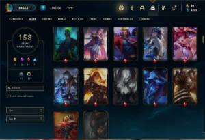 Conta ouro 4 com TODOS os champs e 158 Skins + 2 Prestigio - League of Legends LOL