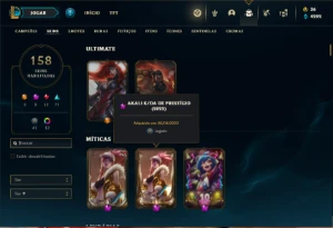 Conta ouro 4 com TODOS os champs e 158 Skins + 2 Prestigio - League of Legends LOL