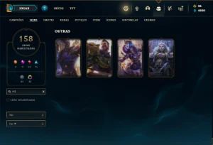 Conta ouro 4 com TODOS os champs e 158 Skins + 2 Prestigio - League of Legends LOL