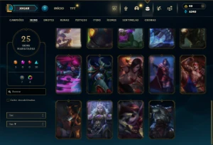 Platina 2 com 40 Champs e 25 Skins + 35 Espolios - League of Legends LOL