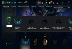 Platina 2 com 40 Champs e 25 Skins + 35 Espolios - League of Legends LOL