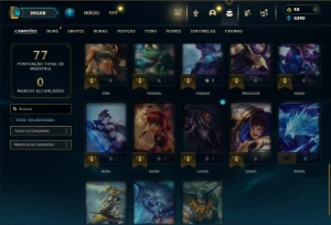 Platina 2 com 40 Champs e 25 Skins + 35 Espolios - League of Legends LOL