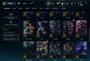 Platina 2 com 40 Champs e 25 Skins + 35 Espolios - League of Legends LOL