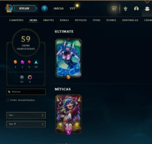 CONTA LOL - LVL 293 - 128 Champions - 59 Skins - FULL ACESSO - League of Legends