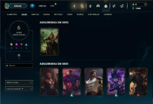 Ouro 3 com 45 Champs e 6 Skins + 3 Espolios - League of Legends LOL