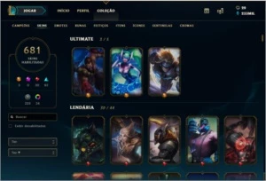 680 SKINS, TODOS OS CHAMPS, NUNCA JOGOU RANKED SOLOQ - League of Legends LOL