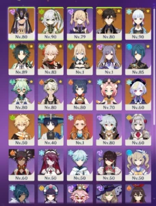 Genshin Impact AR56, 10 Personagens 5 estrelas