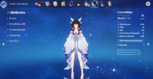 Conta Genshin Impact AR56, Com Columbina,Lauma,Ineffa e mais