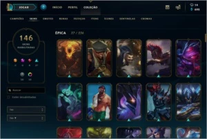 conta gold season 7 e 8, 146 skin, level 99 - League of Legends LOL