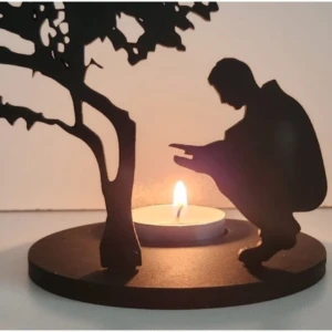 Luminária Decorativa em MDF com Vela 15 x 12 cm - Artesanato e Personalizados