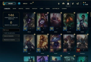 Conta Platina 1 com 110 Champs e 81 Skins ( MAIN SUP ) - League of Legends LOL