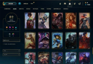 Conta Platina 1 com 110 Champs e 81 Skins ( MAIN SUP ) - League of Legends LOL