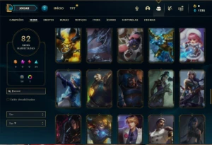 Conta Platina 1 com 110 Champs e 81 Skins ( MAIN SUP ) - League of Legends LOL