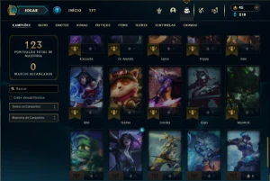 Prata 1 com 55 Champs e 24 Skins + 2 Fragmentos - League of Legends LOL