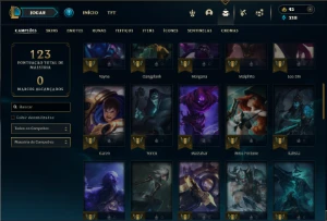 Prata 1 com 55 Champs e 24 Skins + 2 Fragmentos - League of Legends LOL