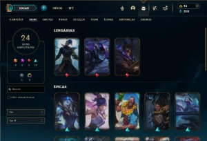 Prata 1 com 55 Champs e 24 Skins + 2 Fragmentos - League of Legends LOL