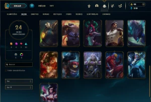 Prata 1 com 55 Champs e 24 Skins + 2 Fragmentos - League of Legends LOL