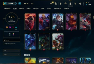 Conta Unranked com TODOS os champs e 178 Skins - League of Legends LOL
