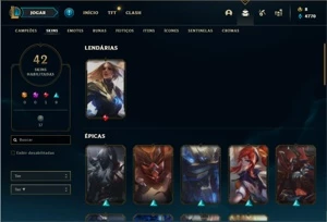 Conta prata 3 com 89 Champs e 42 Skins - League of Legends LOL