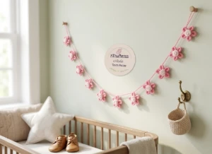 Varal de Flores Decorativas Personalizadas em Tricotin - Artesanato e Personalizados