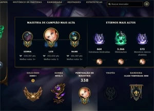 Conta LoL Gold 1 com vários champs e skins prestígios - League of Legends