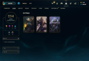 Conta Unranked com TODOS os champs e 235 Skins + 50k de EA - League of Legends LOL