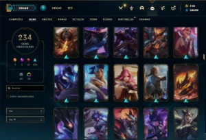 Conta Unranked com TODOS os champs e 235 Skins + 50k de EA - League of Legends LOL