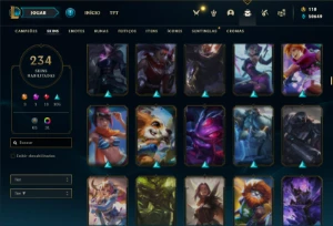Conta Unranked com TODOS os champs e 235 Skins + 50k de EA - League of Legends LOL