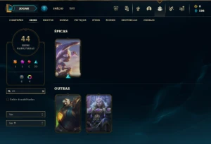 Platina 3 com 90 Champs e 44 Skins + 20 Espolios ( MAIN JG ) - League of Legends LOL