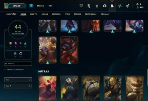 Platina 3 com 90 Champs e 44 Skins + 20 Espolios ( MAIN JG ) - League of Legends LOL